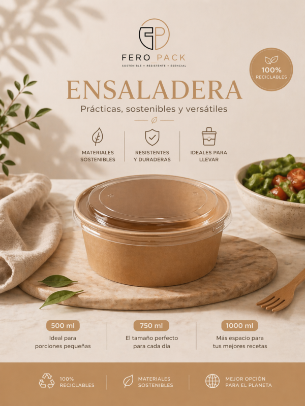 INICIO ensaladera de papel kraft con tapa pp